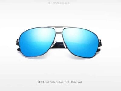 Men Fashion UV400 Aluminium-magnesium Alloy Frame Polarized Sunglasses (Silver + Blue)