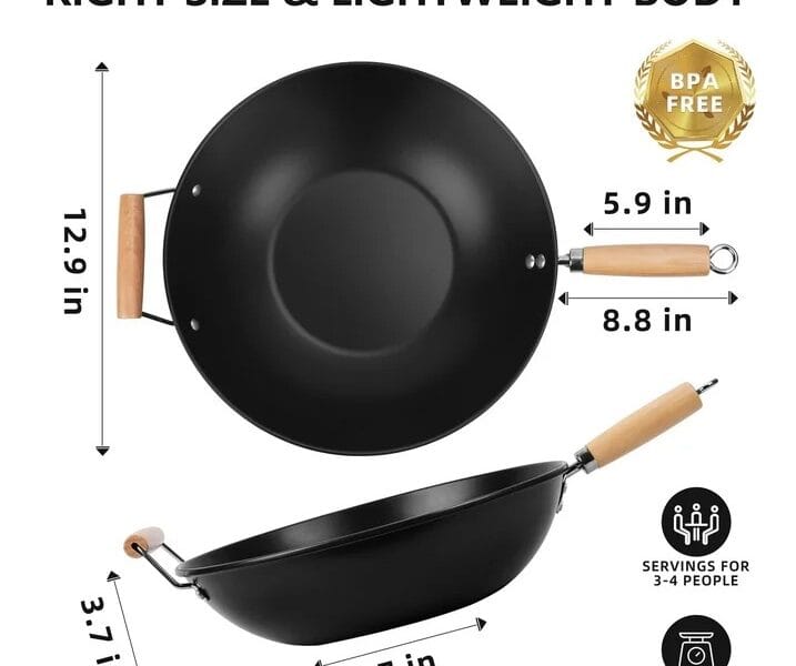 Mainstays Easy clean, hand wash recommended Carbon Steel, Non-Stick, NS Wok