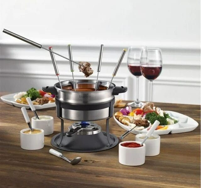 Starfrit – 3-in-1 Fondue Set with Magnetic Fork Guide, 1.6 Liter Capacity, 19 Pieces, Stainless Steel