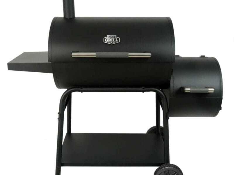 Expert Grill 28″ Offset Steel Charcoal Smoker Grill with Side Firebox, Black