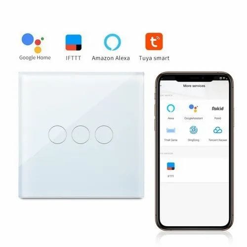 Minitiger Smart Home Wifi Wall Light Touch Switch 3 Gang WiFi/433 RF/APP Remote Wifi Light Switch Crystal Glass Panel