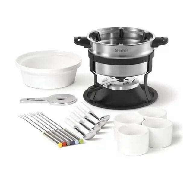 Starfrit – 3-in-1 Fondue Set with Magnetic Fork Guide, 1.6 Liter Capacity, 19 Pieces, Stainless Steel