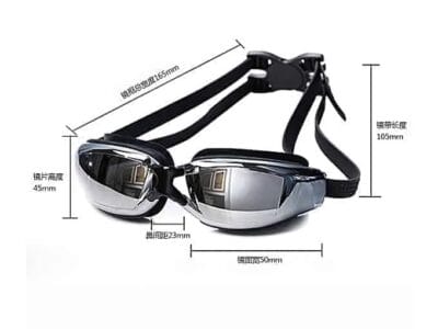 Silicone Swimming Goggles Electroplating Anti-fog for Adults, Suitable for 600 Degree Myopia (Black)