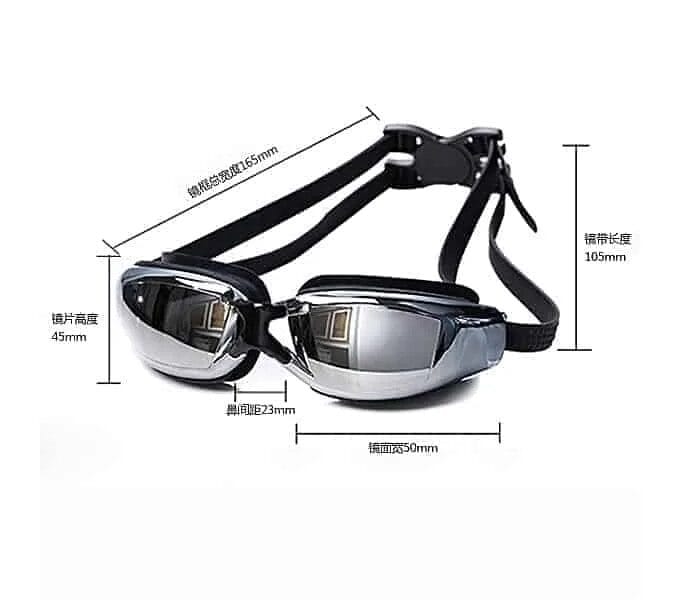 Silicone Swimming Goggles Electroplating Anti-fog for Adults, Suitable for 600 Degree Myopia (Black)