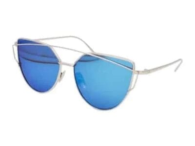 Unisex Fashion Color Film UV400 Reflective Sunglasses (Silver + Ice Blue)