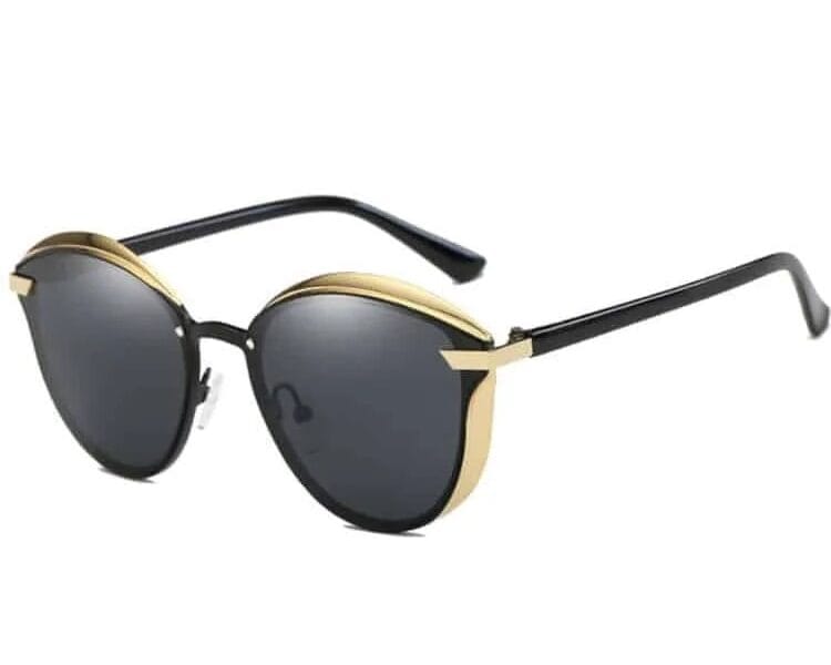 Women Fashion Retro Round Metal Frame UV400 Polarized Sunglasses (Grey)