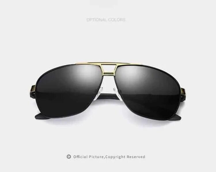 Men Fashion UV400 Aluminium-magnesium Alloy Frame Polarized Sunglasses (Gold & Black + Dark Grey)