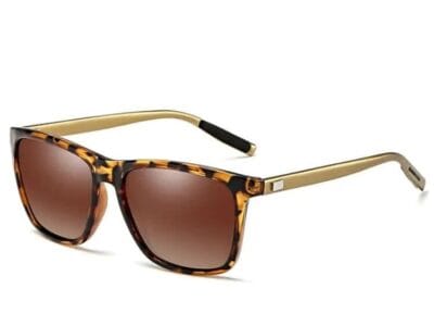 Men Retro Fashion Aluminum Magnesium Frame UV400 Polarized Sunglasses (Demi Brown + Brown)