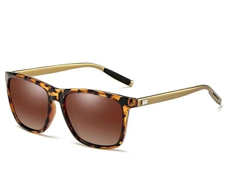 Men Retro Fashion Aluminum Magnesium Frame UV400 Polarized Sunglasses (Demi Brown + Brown)