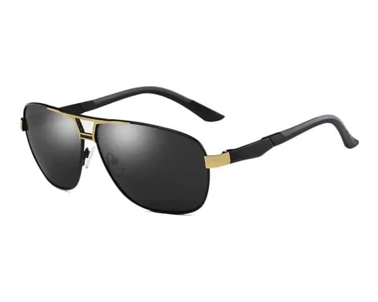 Men Fashion UV400 Aluminium-magnesium Alloy Frame Polarized Sunglasses (Gold & Black + Dark Grey)