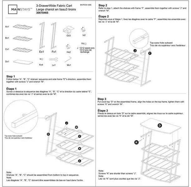 Mainstays 3 Drawer Fabric Dresser Storage