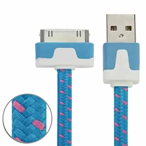 Woven Style 30 Pin to USB Data / Charging Cable 2m (Blue)