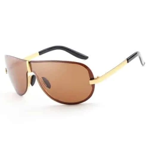 Sunglasses for Men HDCRAFTER E008 Fashion Ultraviolet-proof Polarized (Brown + Gold)