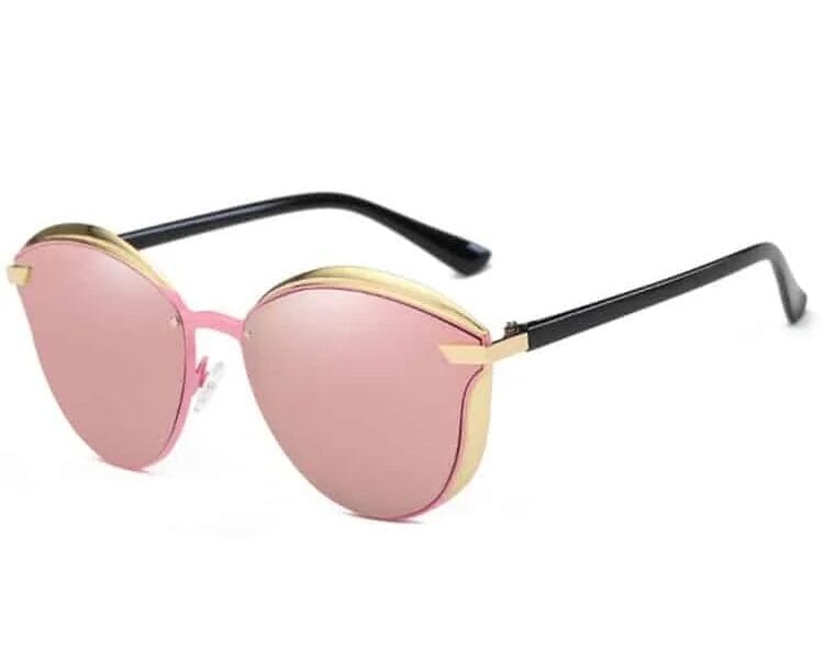 Women Fashion Retro Round Metal Frame UV400 Polarized Sunglasses (Pink)
