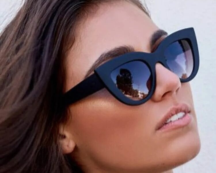 Cat Eye Mirrored Metal Frame Sunglasses for Women UV400 (Brown+Yellow)