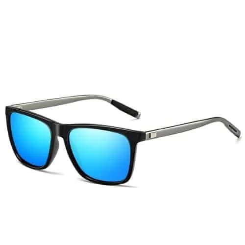 Men Retro Fashion Aluminum Magnesium Frame UV400 Polarized Sunglasses (Black Tarnish+ Blue)