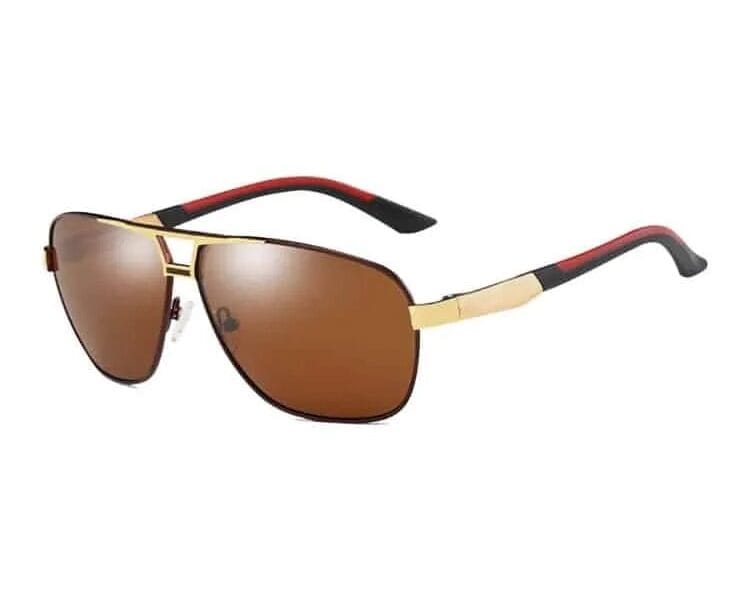Men Fashion UV400 Aluminium-magnesium Alloy Frame Polarized Sunglasses (Gold & Tawny + Tawny)