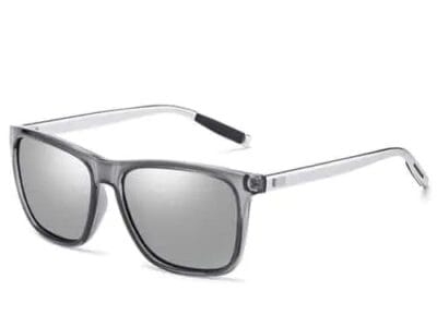 Men Retro Fashion Aluminum Magnesium Frame UV400 Polarized Sunglasses (Grey+ Silver)