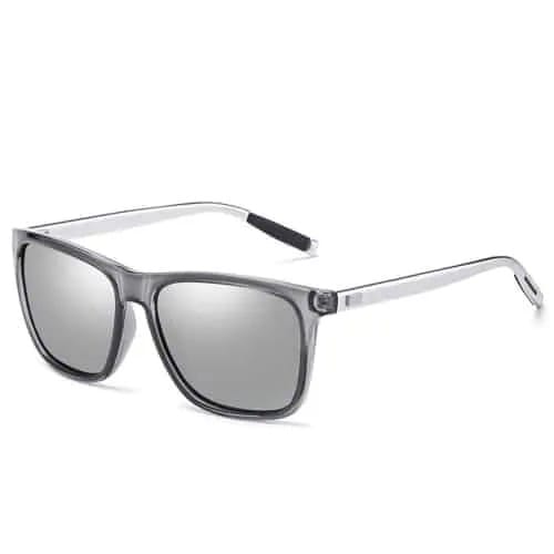Men Retro Fashion Aluminum Magnesium Frame UV400 Polarized Sunglasses (Grey+ Silver)
