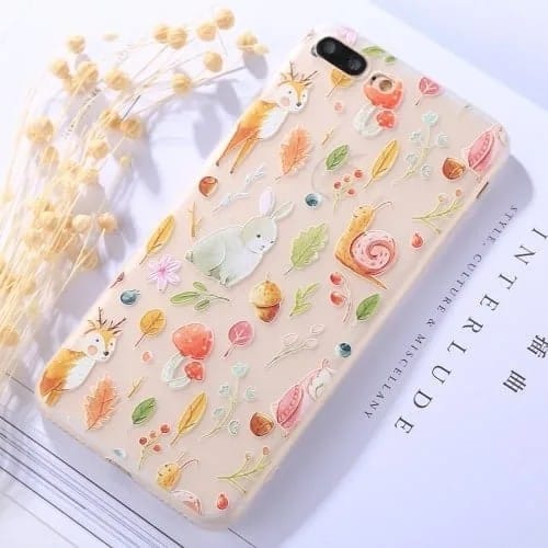 Protective Case for iPhone 8 Plus & 7 Plus Embossment Little Animal Paradise Pattern Soft TPU
