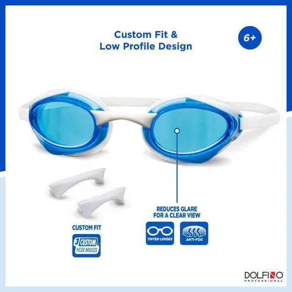 Dolfino Accel Youth Swim Goggle – Blue/White, Youth Swim Goggle – Blue