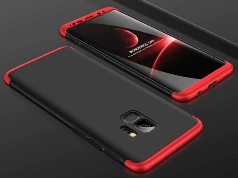 PC Protective Case Back Cover for Galaxy S9+ Three Stage Splicing 360 Degree Full Coverage from GKK (Black+Red)