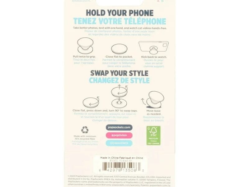 PopSockets Grip with Swappable Top for Cell Phones Morning Haze