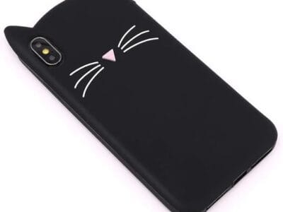 Black Web For iPhone XR – SOFT RUBBER SILICONE SKIN CASE COVER BLACK CAT WHISKERS EARS