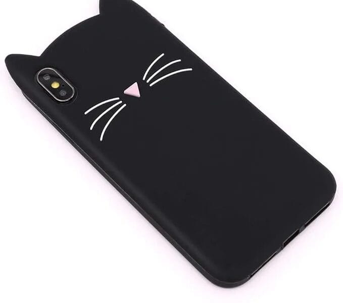 Black Web For iPhone XR – SOFT RUBBER SILICONE SKIN CASE COVER BLACK CAT WHISKERS EARS