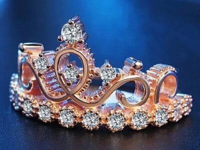 Princess Queen Crown-shaped Rose Gold Plated Zircon Ring