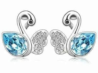 Fashionable Elegant Swan Style Diamond Alloy Earring (Blue)