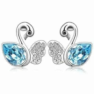 Fashionable Elegant Swan Style Diamond Alloy Earring (Blue)