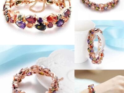 Fashion Mona Lisa Rose Gold Colorful Zircon Bead Bracelets 18cm