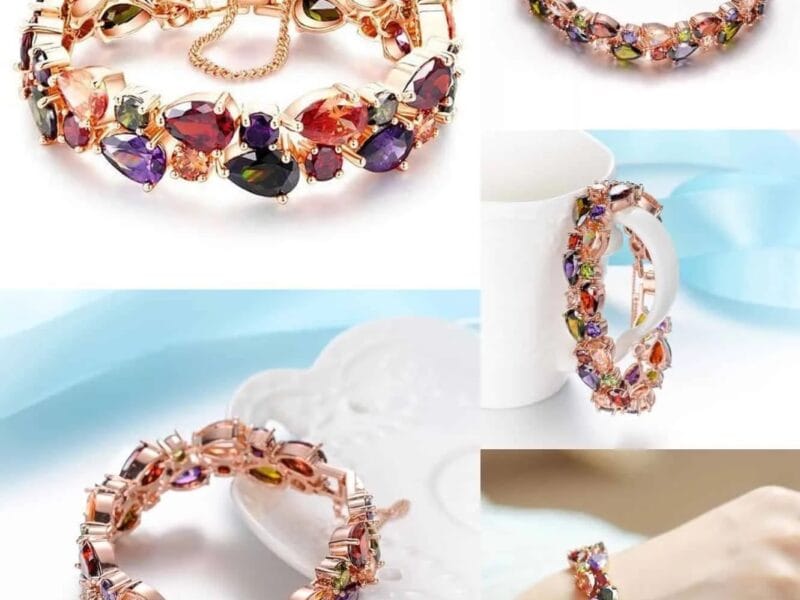Fashion Mona Lisa Rose Gold Colorful Zircon Bead Bracelets 18cm