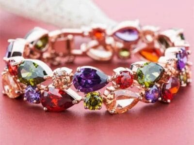 Fashion Mona Lisa Rose Gold Colorful Zircon Bead Bracelets 18cm