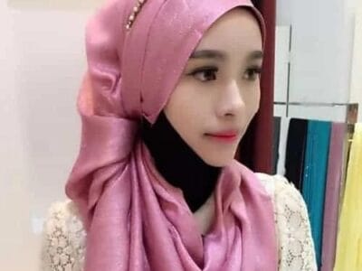 Hijab Scarf Fashion Gold Silk Cotton Female Long Scarf Folk Style (Pink)