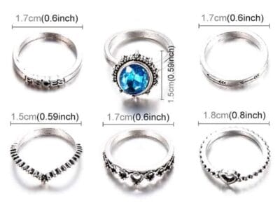 Simple Fashion Sapphire Letter Crown Heart-shaped Ring Set