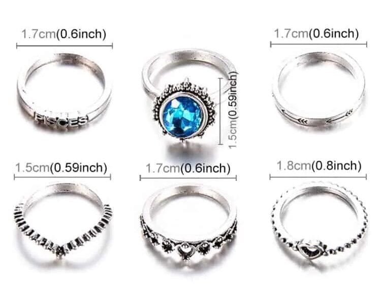 Simple Fashion Sapphire Letter Crown Heart-shaped Ring Set