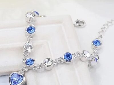 Fashion 12 Constellation Crystal Bracelets Gold-plated Anti-allergy Bracelet Jewelry (Blue)