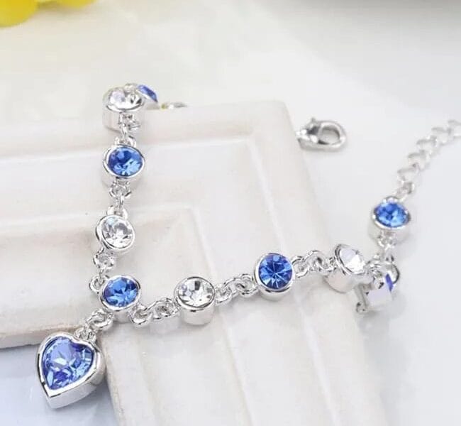 Fashion 12 Constellation Crystal Bracelets Gold-plated Anti-allergy Bracelet Jewelry (Blue)
