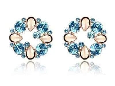 Fashionable Elegant Round Shape Diamond Alloy Earring (Blue)