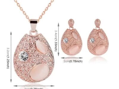 Fashion Beautiful Diamond-shape Droplet Type Necklace Earrings Jewelry Set 3 in 1 for Women