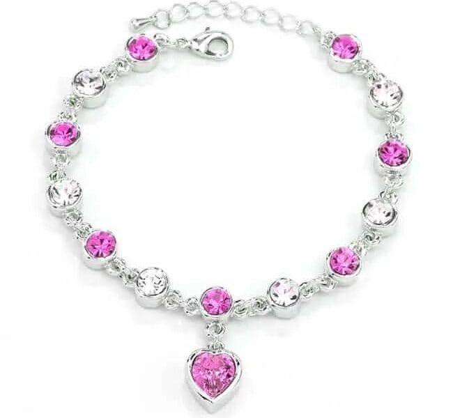 Fashion 12 Constellation Crystal Bracelets Gold-plated Anti-allergy Bracelet Jewelry (Magenta)