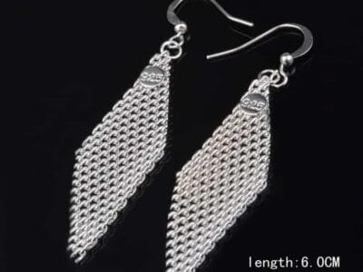 Fashion Queen Temperament Rhombus Mesh Earrings (Silver)