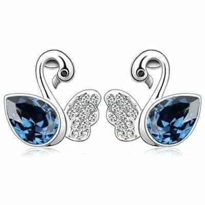 Fashionable Elegant Swan Style Diamond Alloy Earring (Dark Blue)