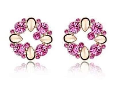 Fashionable Elegant Round Shape Diamond Alloy Earring (Magenta)