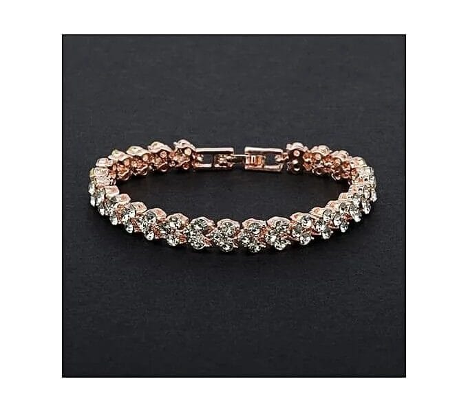 Bracelet With Artificial diamond Inlaid Glamorous Female Crystal (Rose Gold)