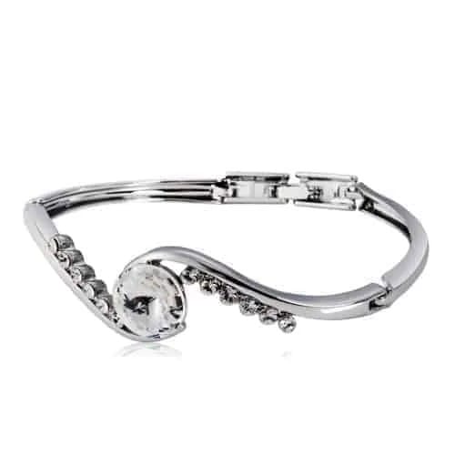 White Crystal Inlaid Bracelet (Silver)