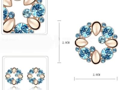 Fashionable Elegant Round Shape Diamond Alloy Earring (Blue)