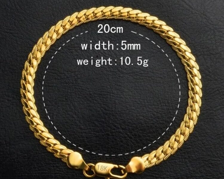Fashion Jewelry Simple 18k Yellow Gold Bracelet (Gold)